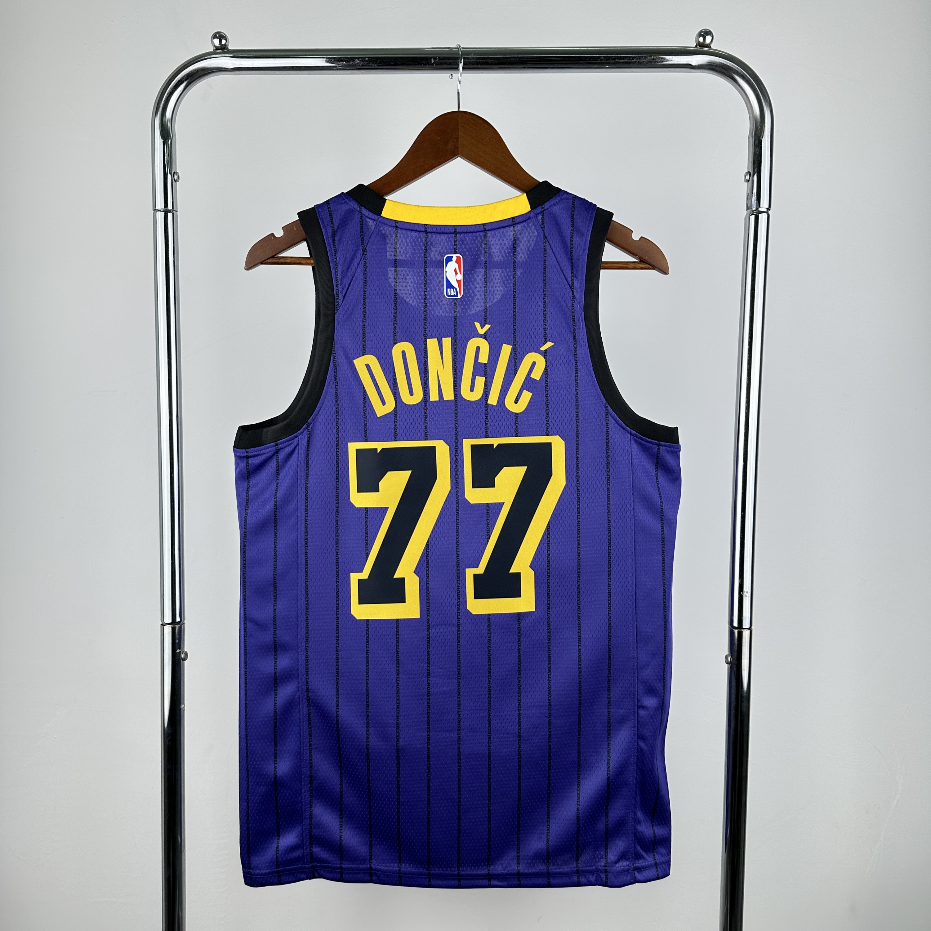 Men Los Angeles Lakers #77 Doncic Purple Stripe Nike 2025 NBA Jersey->los angeles lakers->NBA Jersey